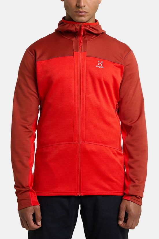 Bever Haglöfs roc flash mid hood fleece rood aanbieding
