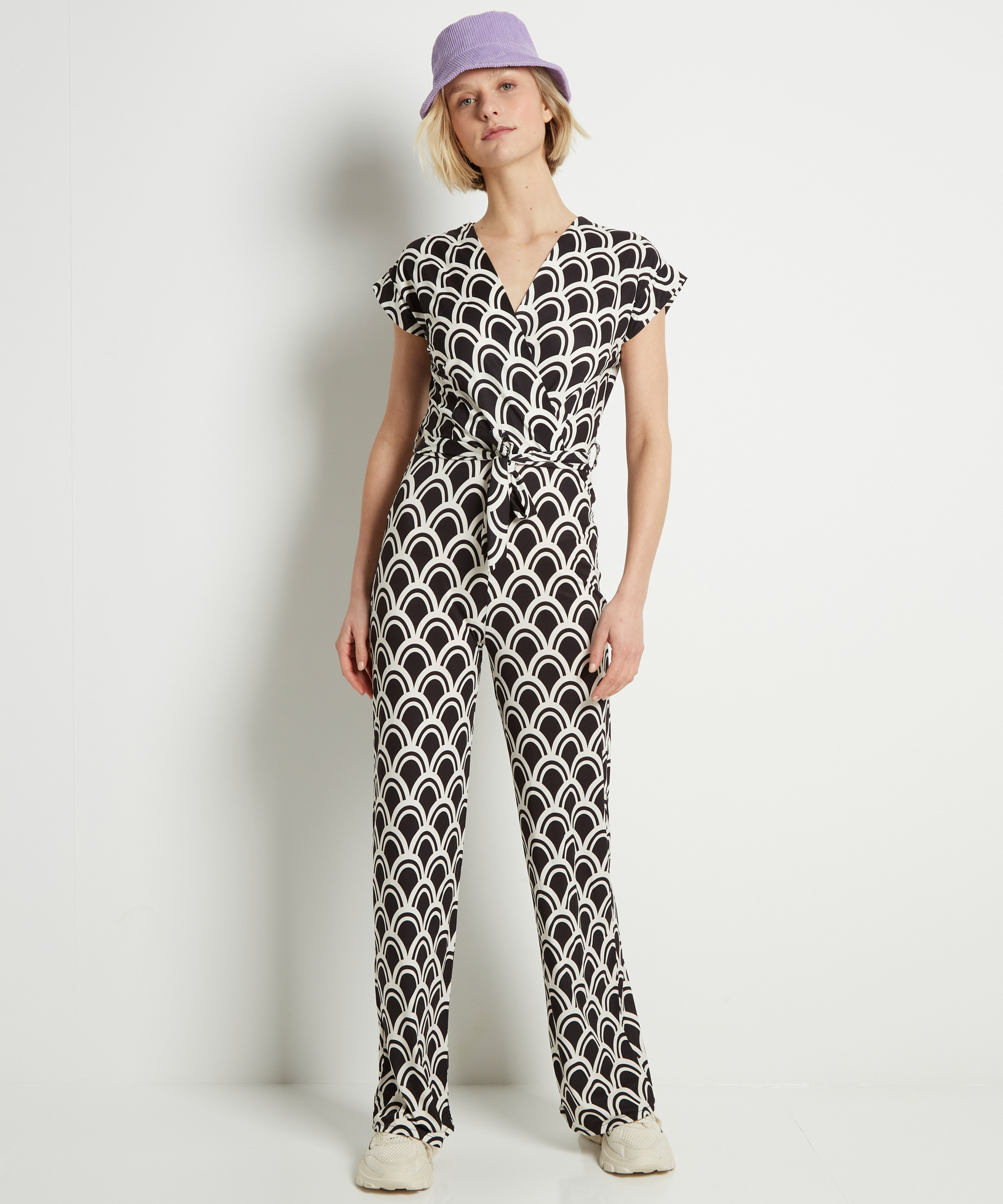 Dames jumpsuit schubben print zwart in maat aanbieding bij terStal