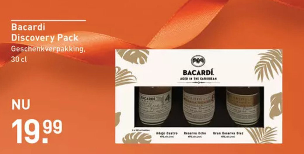 Gall & Gall Bacardi Discovery Pack Geschenkverpakking. 30 cl aanbieding