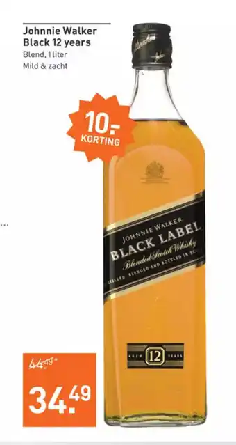 Gall & Gall Johnnie Walker Black 12 years Blend, 1 liter aanbieding