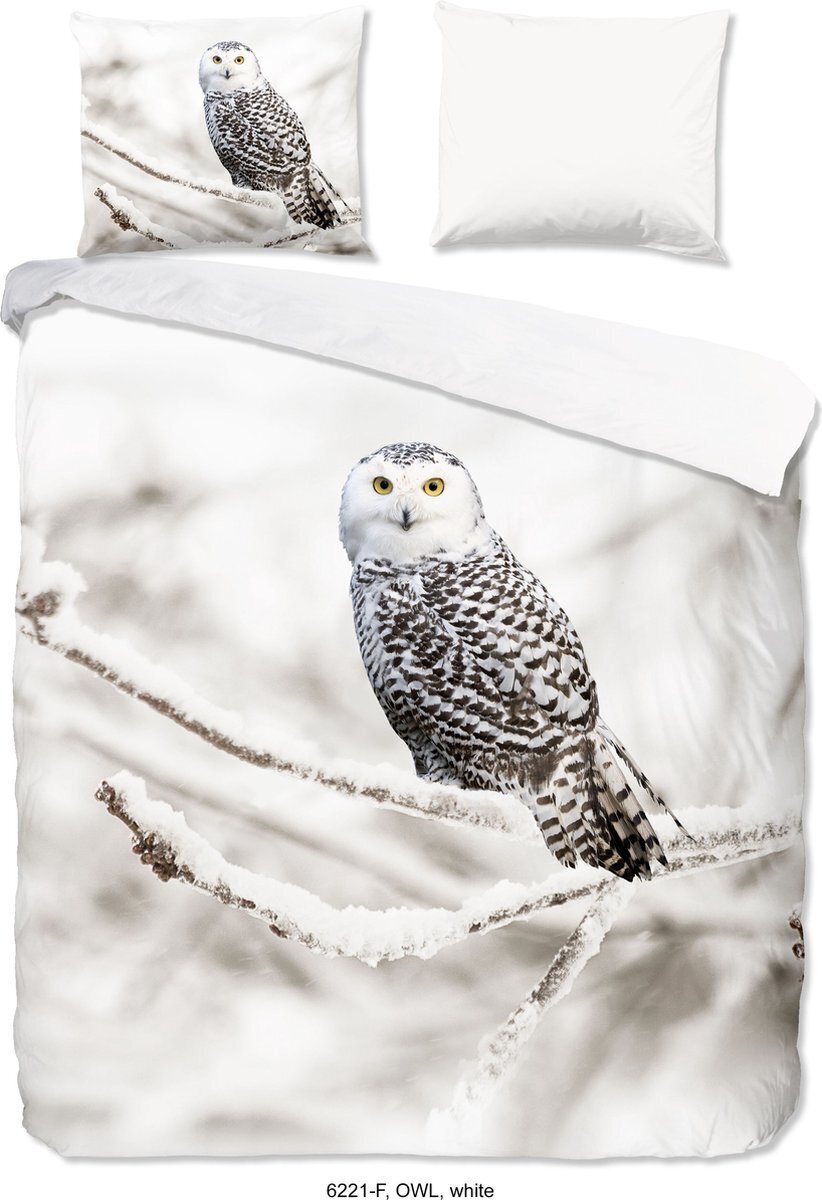 Bol.com Good morning dekbedovertrek - owl - 200x200/220 - flanel - sneeuwuil aanbieding