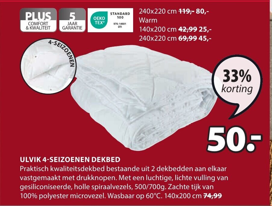 Jysk ULVIK 4-SEIZOENEN DEKBED aanbieding