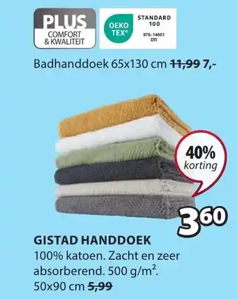 Jysk GISTAD HANDDOEK 50x90 cm aanbieding