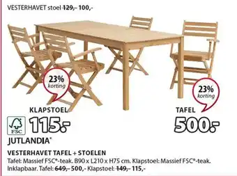 Jysk Jutlandia vesterhavet tafel + stoelen aanbieding