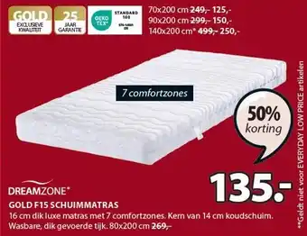 Jysk Dreamzone* gold f15 schuimmatras aanbieding