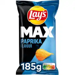 Jumbo Lay's max ribbel chips paprika 185gr aanbieding