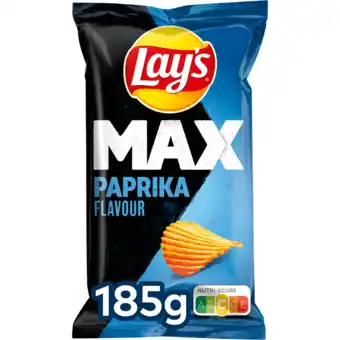 Jumbo Lay's max ribbel chips paprika 185gr aanbieding