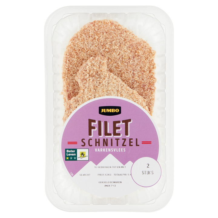 Jumbo Jumbo varken filet schnitzel gepaneerd 2 stuks ca. 250g aanbieding
