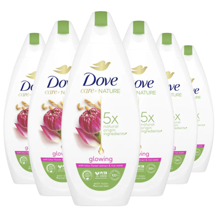 Dove care by nature douchegel glowing 6 x 225ml aanbieding bij Jumbo