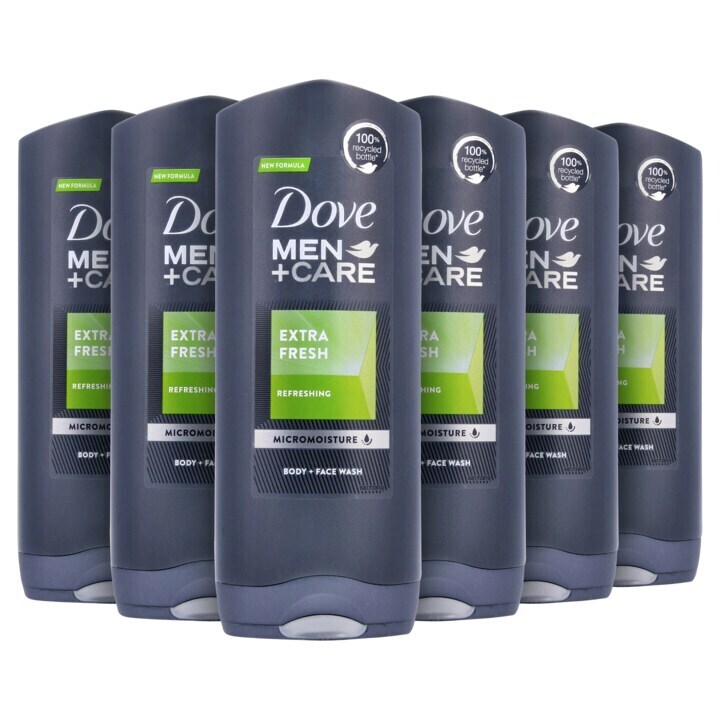 Dove men+care douchegel extra fresh 6 x 400ml aanbieding bij Jumbo