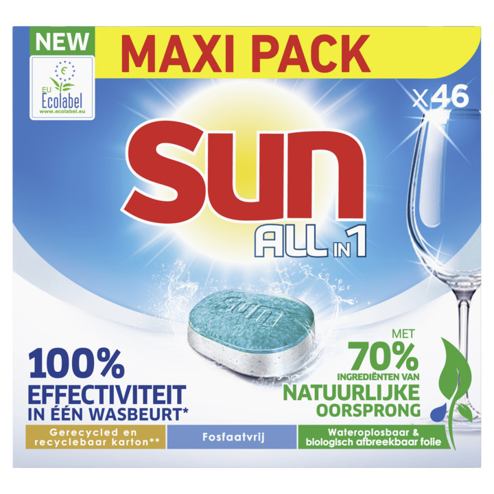 Jumbo Sun all-in 1 vaatwastabletten normaal 46 tabletten aanbieding