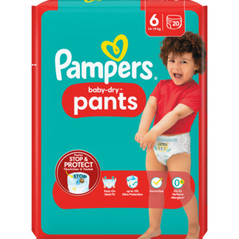 Jumbo Pampers baby-dry pants luierbroekjes maat 6, 20 luiers, 14kg - 19kg aanbieding