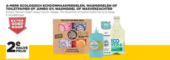 Jumbo A-merk ecologisch schoonmaakmiddelen, wasmiddelen of toiletpapier of jumbo 0% wasmiddel of wasverzachter aanbieding