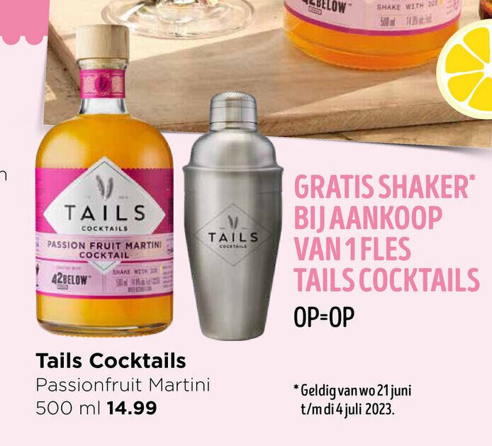 TAILS COCKTAILS PASSION FRUIT MARTINI , 500 mL aanbieding bij Jumbo
