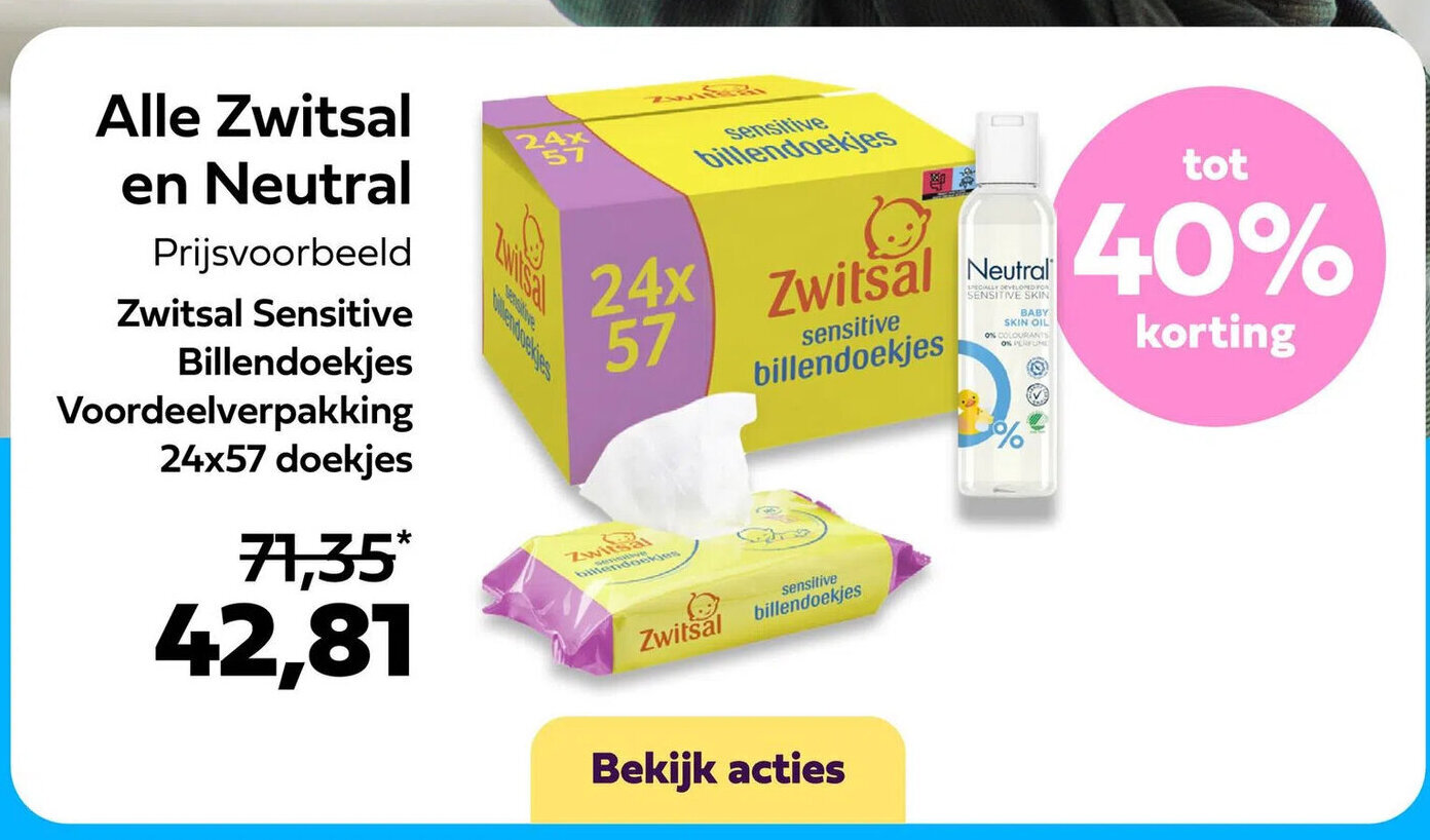 Plein.nl Alle Zwitsal en Neutral, 24 X 57 doekjes aanbieding