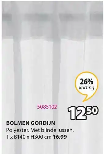 Jysk Bolmen gordijn 1x140x300 cm aanbieding