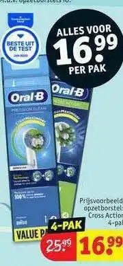 Kruidvat Oral-b opzetborstels cross action 4-pak aanbieding