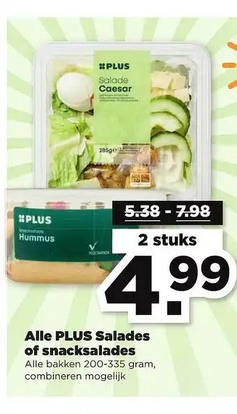 PLUS Alle plus salades of snacksalades 200-335 gram aanbieding