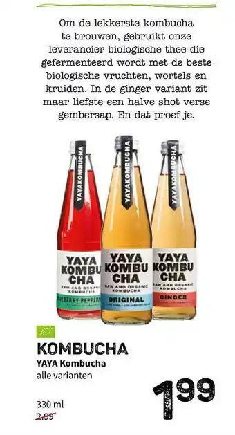 Ekoplaza Kombucha yaya kombucha 330 ml aanbieding