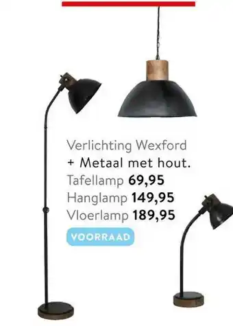 Profijt Meubel Verlichting wexford : tafellamp, hanglamp of vloerlamp aanbieding