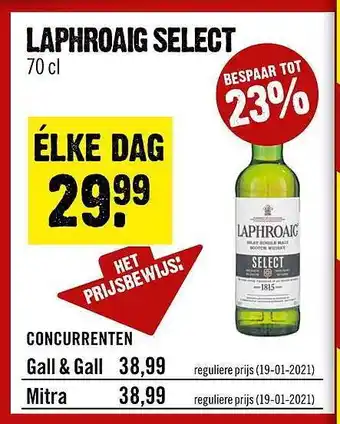 Dirck 3 Laphroaig select 70 cl aanbieding