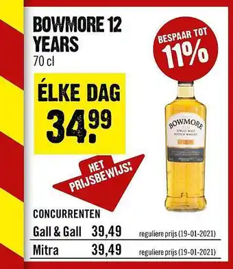 Dirck 3 Bowmore 12 Years 70 cl aanbieding