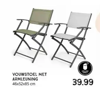 Xenos Vouwstoel Met Armleuning 46x52x85 Cm aanbieding