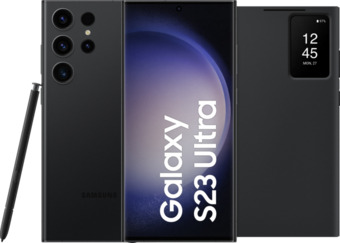 Coolblue Samsung galaxy s23 ultra 256gb zwart 5g + clear view book case zwart aanbieding