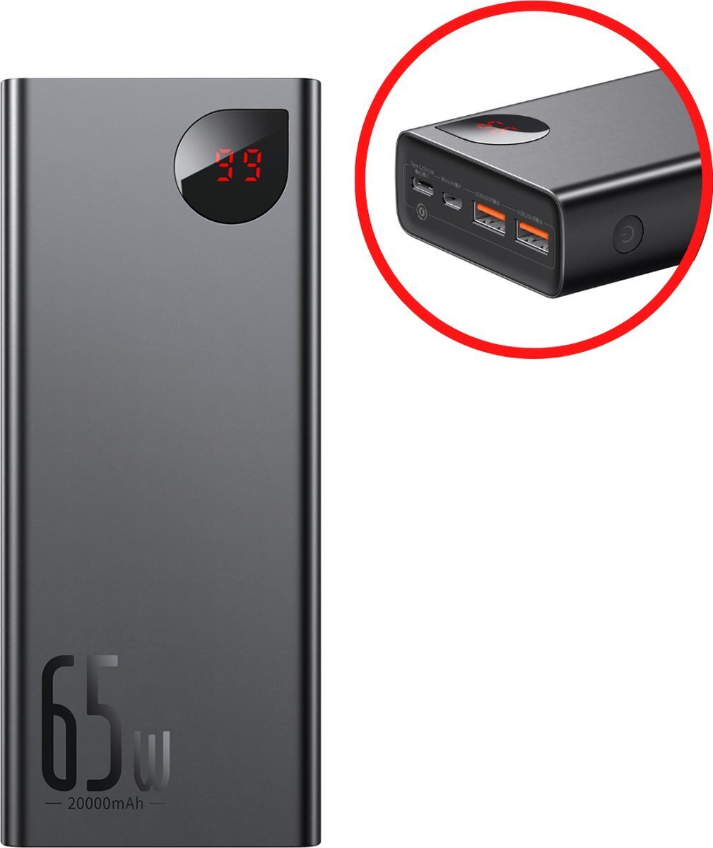Bol.com Baseus powerbank 20000 mah 65w fast charger aanbieding