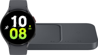Coolblue Samsung galaxy watch5 zwart 44mm + duo draadloze oplader 15w aanbieding