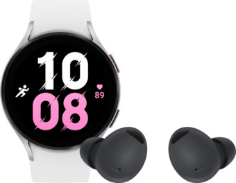 Coolblue Samsung galaxy watch5 zilver 44mm + samsung buds2 pro zwart aanbieding