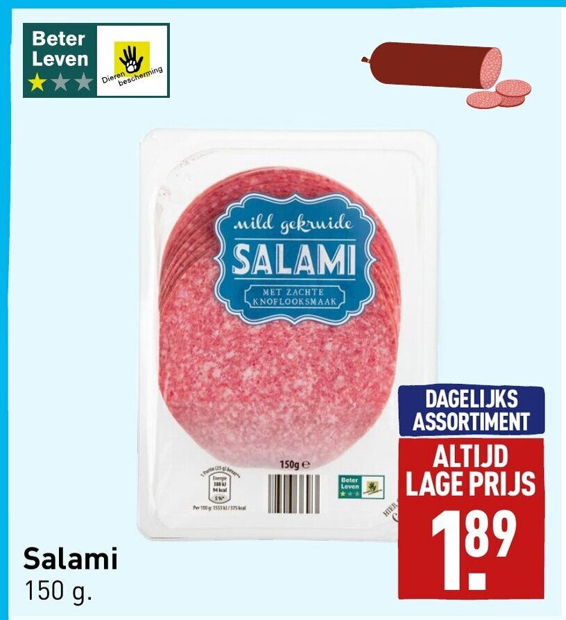 Salami 150 g. aanbieding bij ALDI
