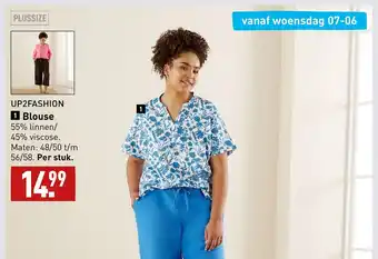 ALDI UP2FASHION 1 Blouse 55% linnen/ 45% viscose. Maten: 48/50 t/m 56/58. Per stuk. aanbieding