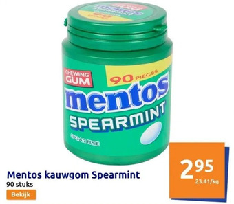 Action Mentos kauwgom spearmint aanbieding