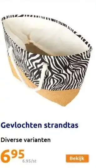 Action Gevlochten strandtas aanbieding