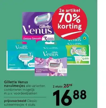 Etos Gillette Venus Navulmesjes 2e Artikel 70% Korting aanbieding