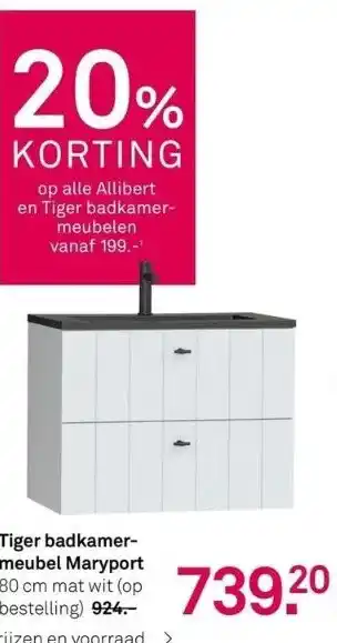 Karwei Tiger badkamermeubel maryport 80 cm mat wit (op bestelling) 924. aanbieding