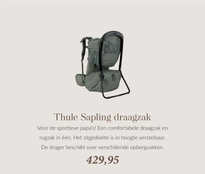 Babypark Thule sapling draagzak aanbieding