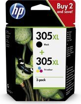 Bol.com Hp 305xl - high yield tri-color/black original ink cartridge - 2-pack aanbieding