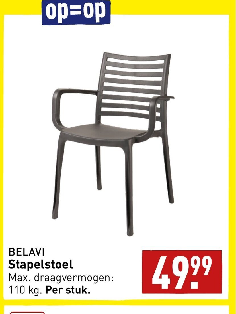 ALDI BELAVI Stapelstoel 110 kg. aanbieding