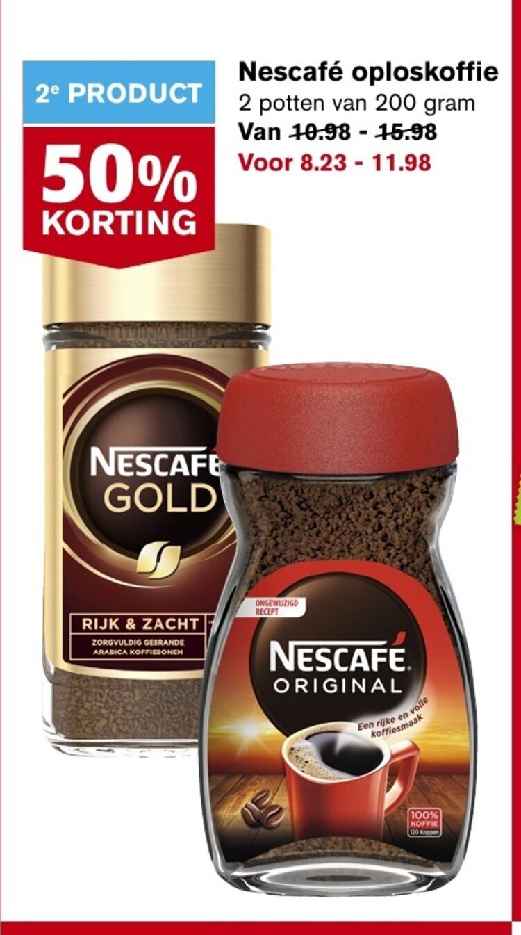 Hoogvliet Nescafé oploskoffie 200 gram aanbieding
