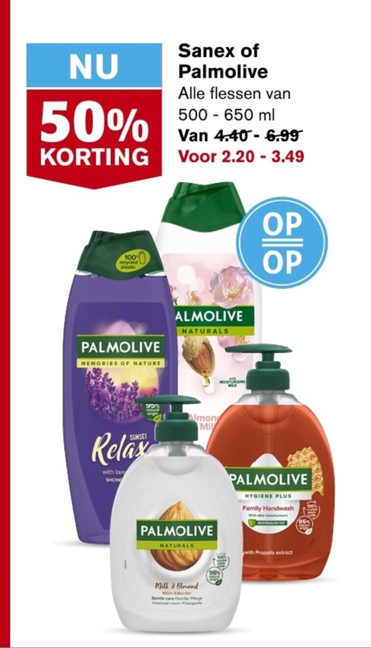 Hoogvliet Sanex of Palmolive 500 - 650 ml aanbieding