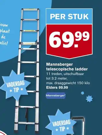 Hoogvliet Mannsberger telescopische ladder 11 treden aanbieding