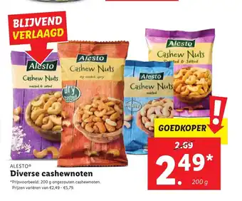 Lidl ALESTOⓇ Diverse cashewnoten 200 g aanbieding