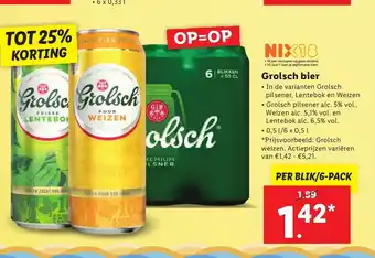 Lidl Grolsch bier per blik/6-pack aanbieding