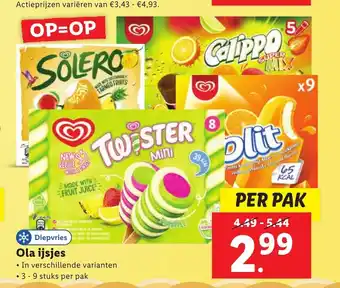 Lidl Ola ijsjes per pak aanbieding