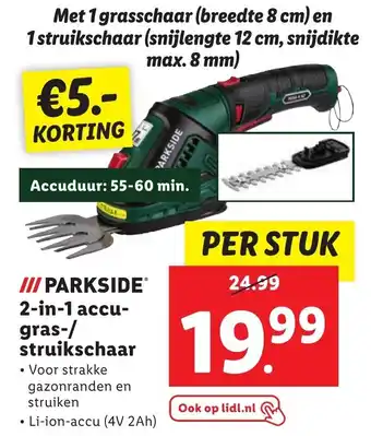 Lidl PARKSIDEⓇ 2-in-1 accu-gras-/ struikschaar aanbieding