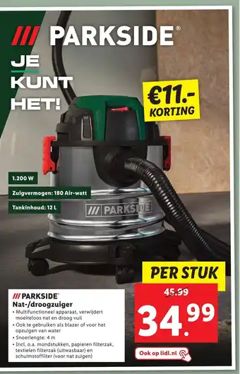 Lidl PARKSIDEⓇ Nat-/droogzuiger aanbieding