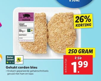 Lidl Gehakt cordon bleu 250 GRAM aanbieding