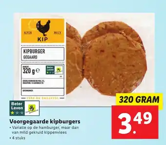 Lidl Voorgegaarde kipburgers 320 GRAM aanbieding